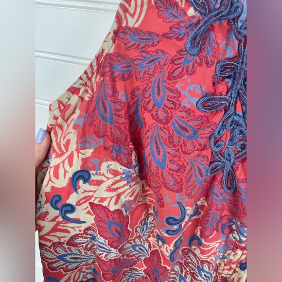 Charter Club Sleeveless Red and Blue Floral Soutache Braid Tunic 14 Women’s GUC - Picture 7 of 14